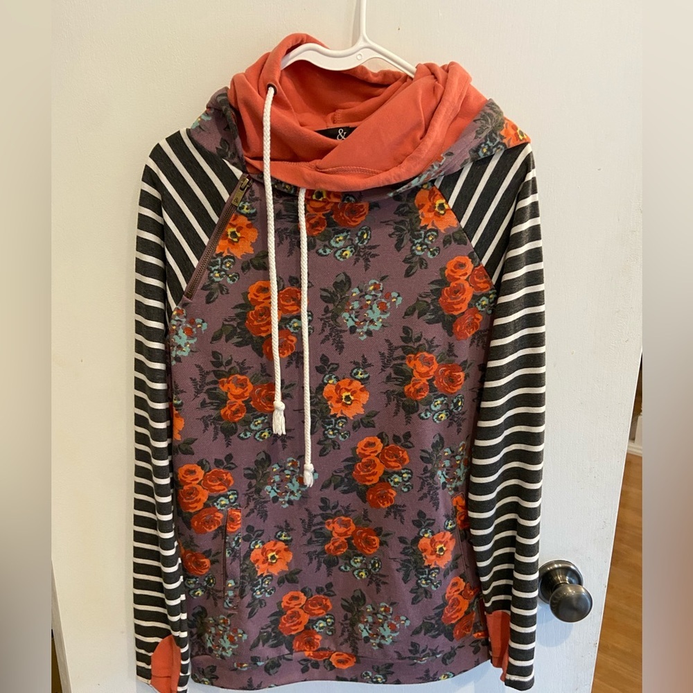 Ampersand Ave doublehood sweatshirt